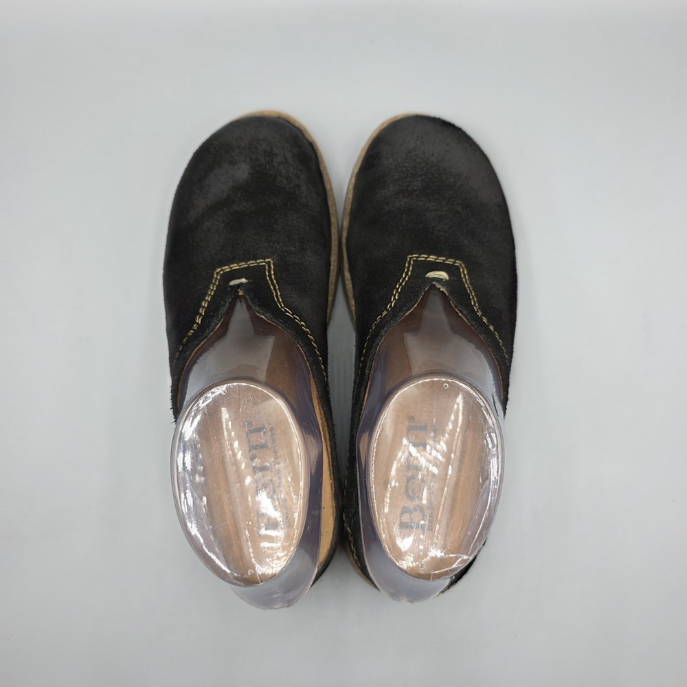 Born Mules Womens 6 Black Suede Rough Distressed Comfort Clogs Slip On‎ Shoes - Picture 6 of 14